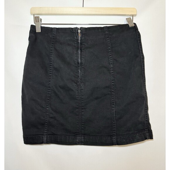 Free People‎ Modern Femme Denim Stretch Mini Skirt Washed Black Women's 8 - Picture 2 of 9